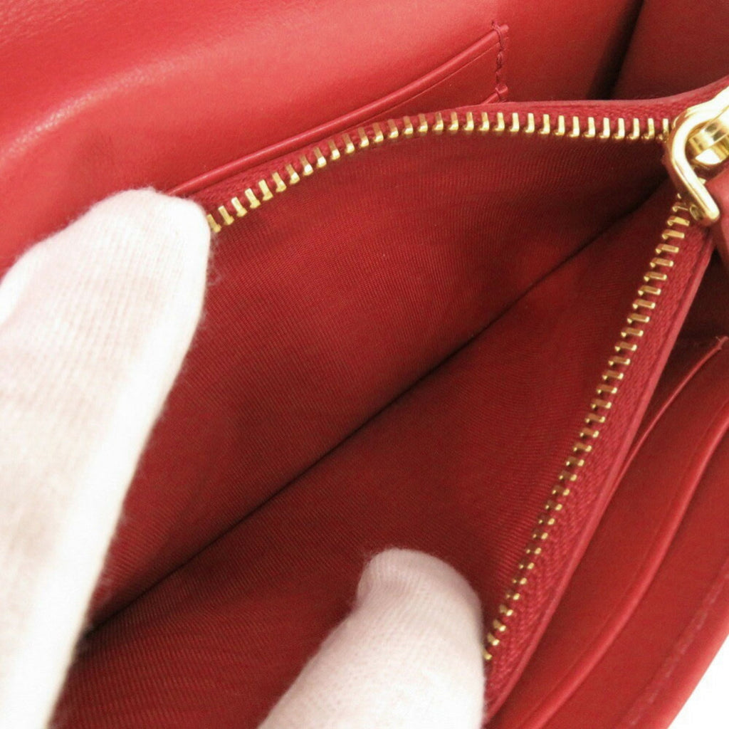 Prada Red Color Nylon Leather Chain/Shoulder Wallet