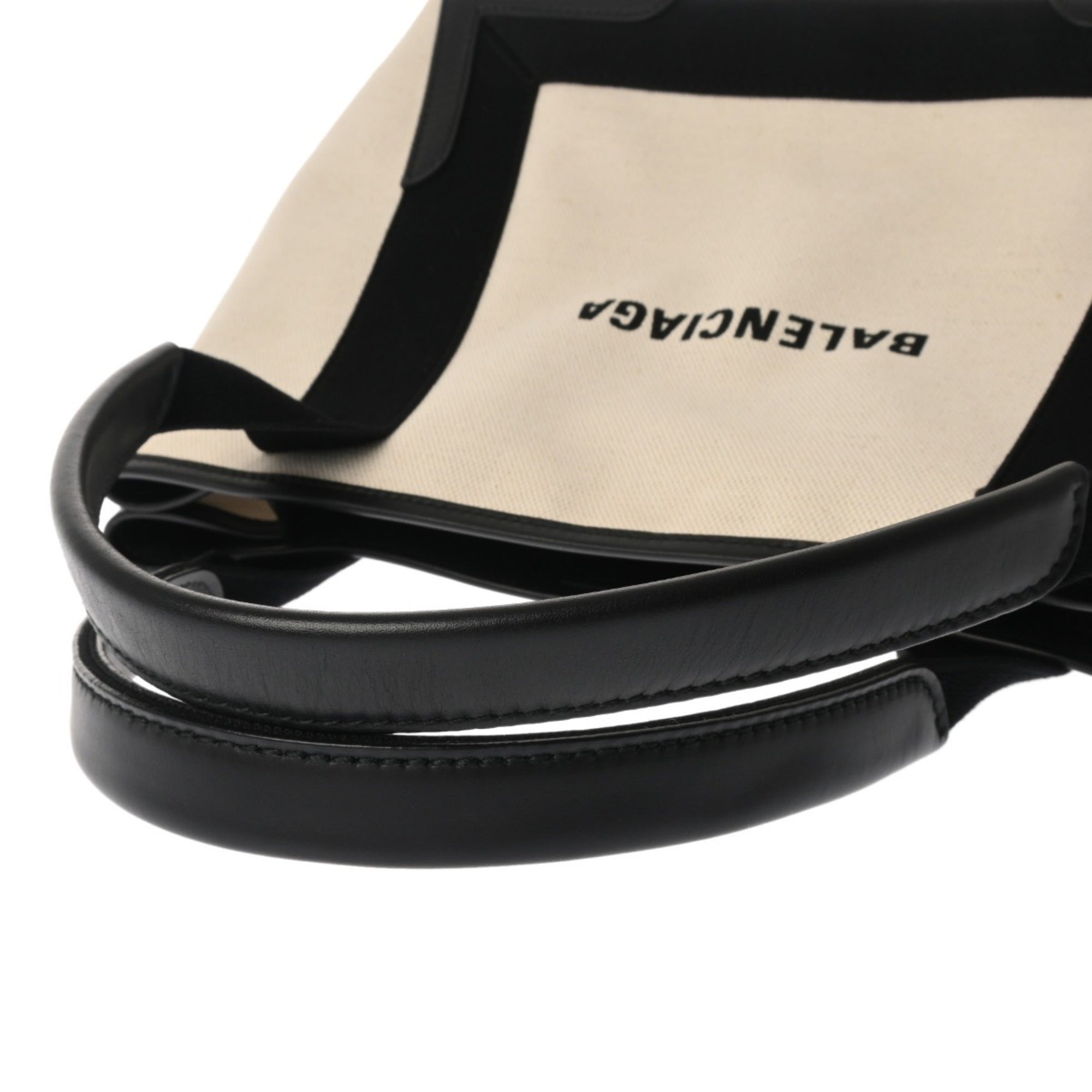 Balenciaga Black White Canvas Leather Handbag Pouch