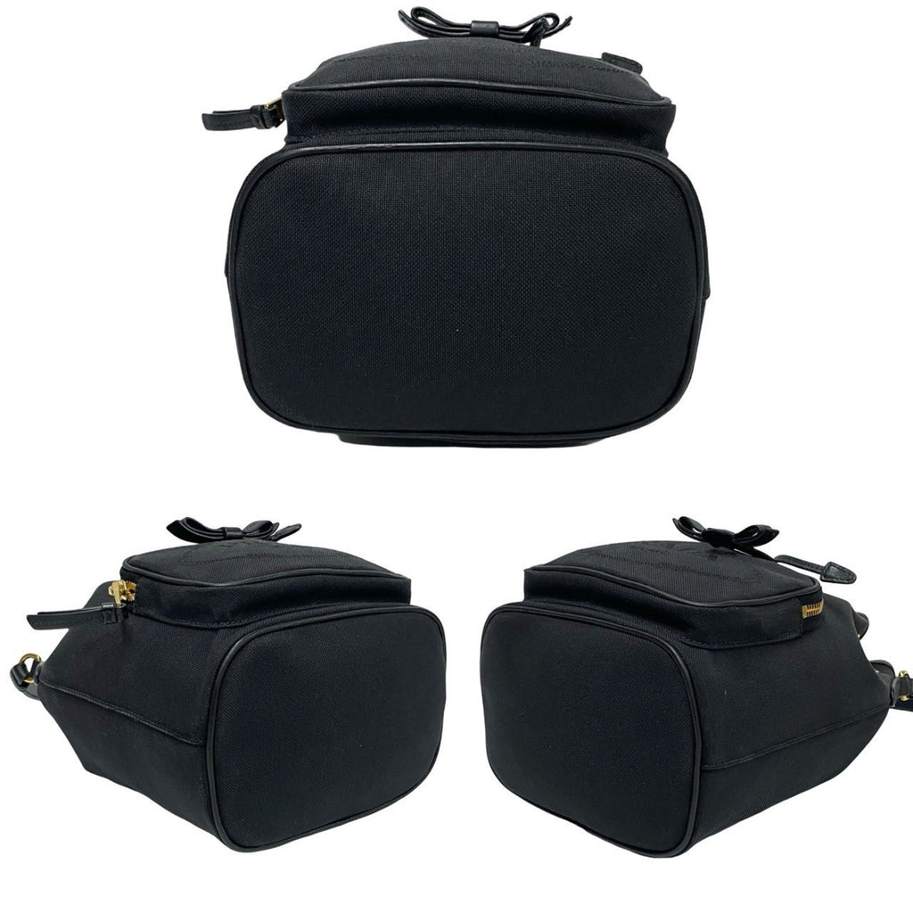 Prada Black Leather Canvas Handbag Shoulder Bag