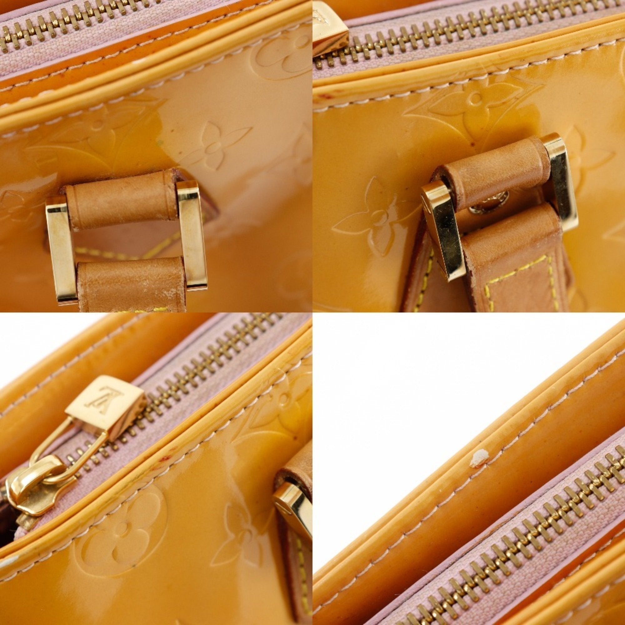 Louis Vuitton Rose Yellow Monogram Vernis Tote Bag