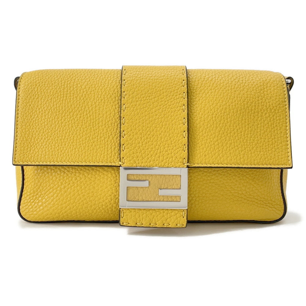 Fendi Selleria Black Yellow Leather Fanny Pack Shoulder Bag