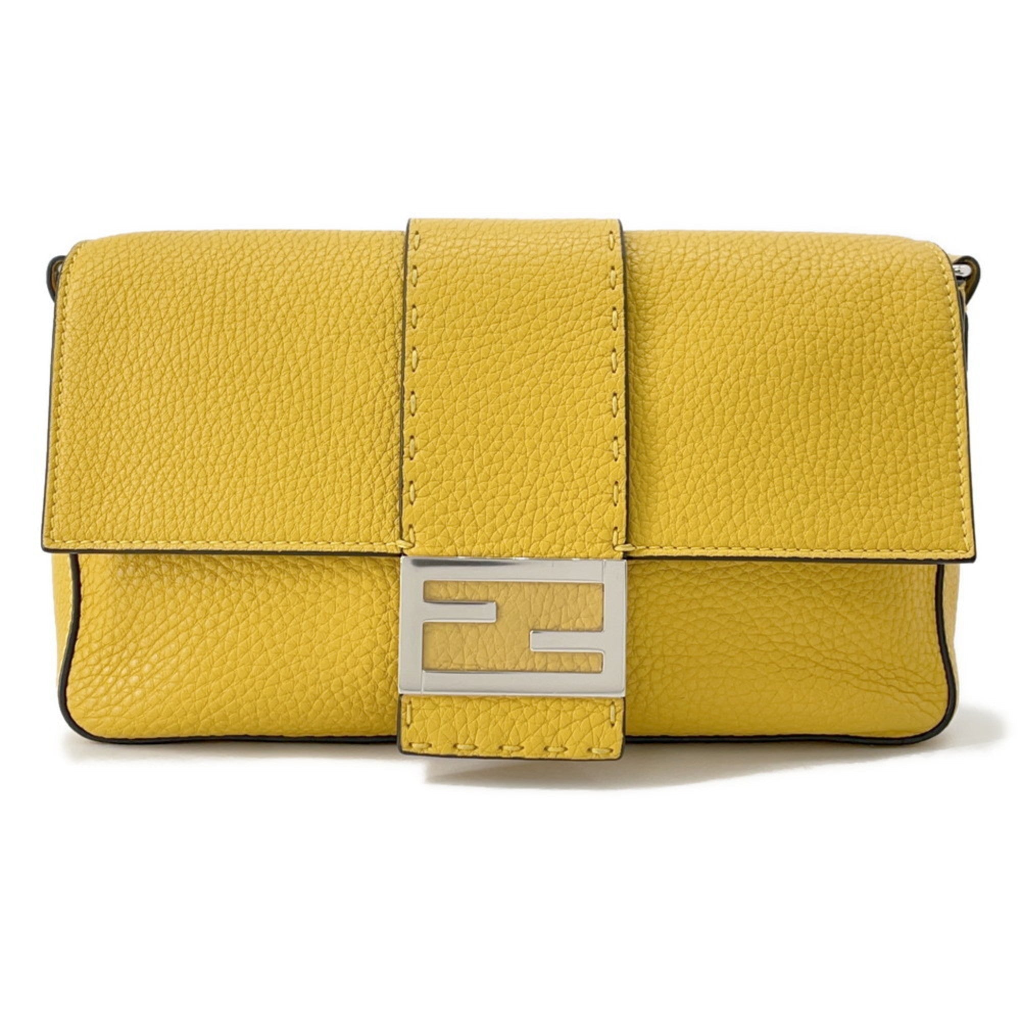 Fendi Selleria Black Yellow Leather Fanny Pack Shoulder Bag