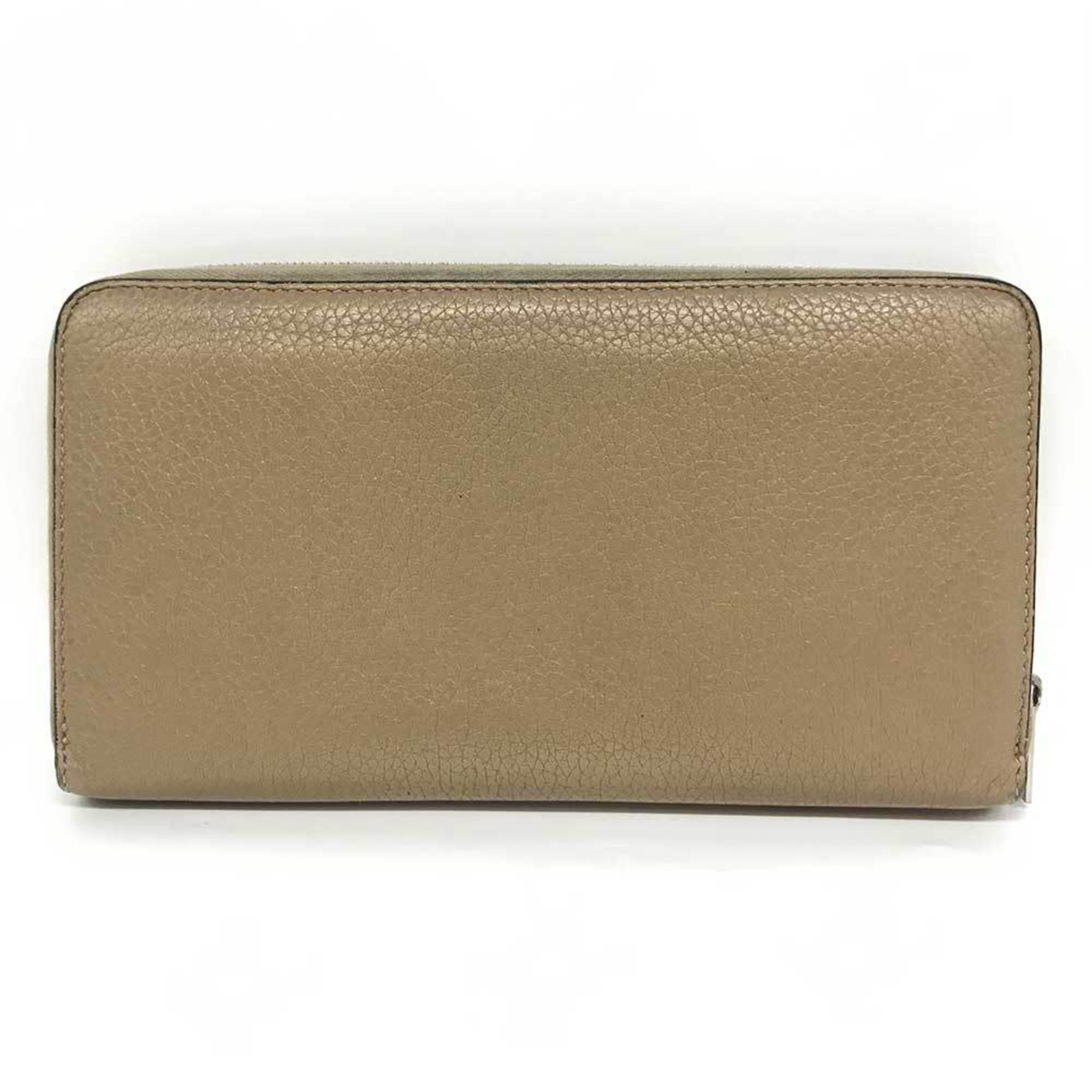 Celine Beige Leather Long Wallet (Bi-Fold)