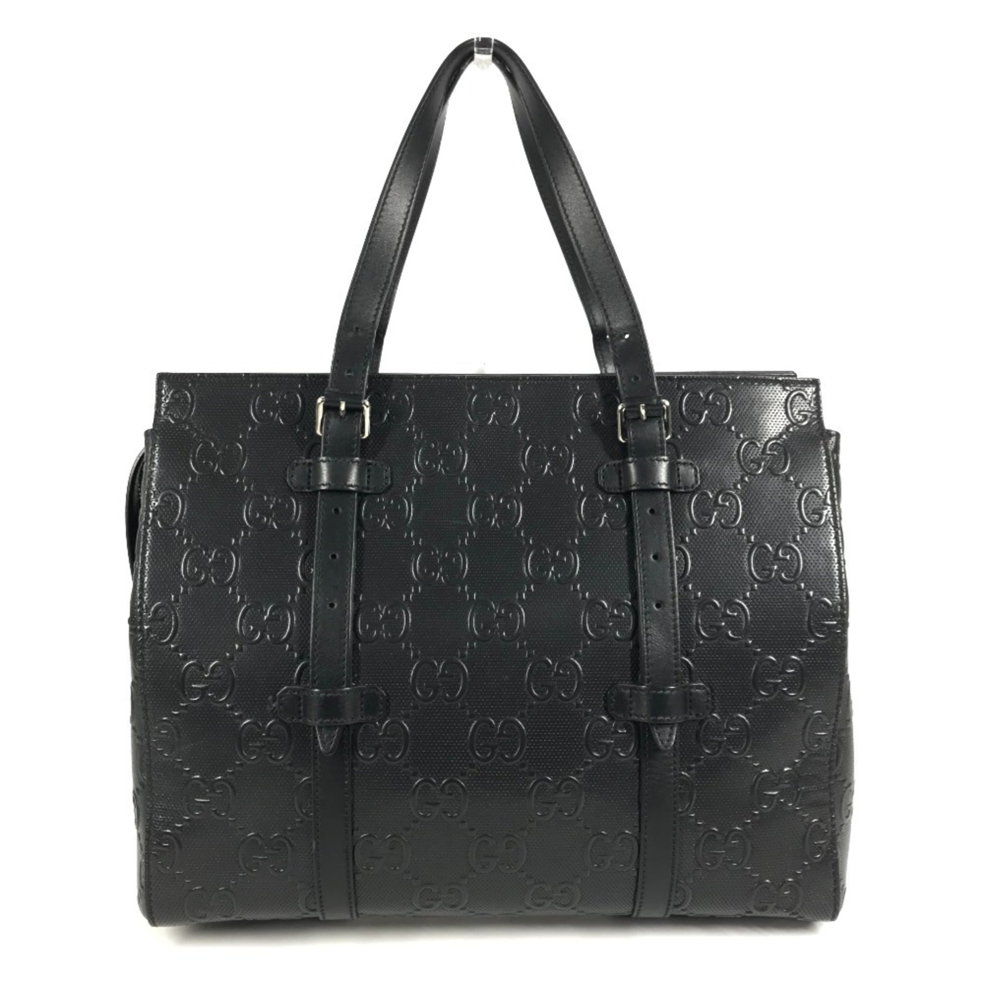 Gucci Black Leather Shoulder Bag Tote Bag (Pre-Owned)