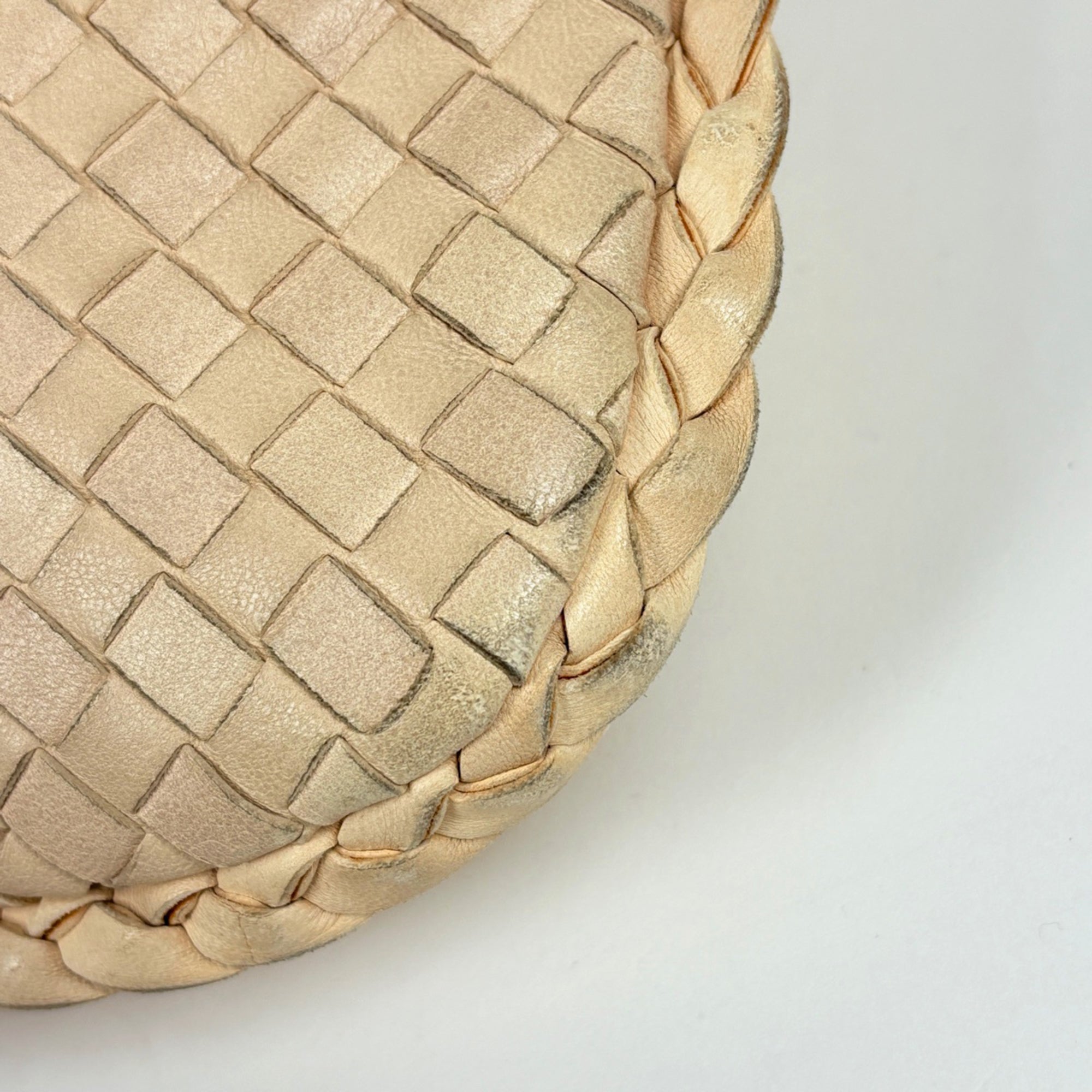 Bottega Veneta Intrecciato Light Beige Leather Handbag Shoulder Bag