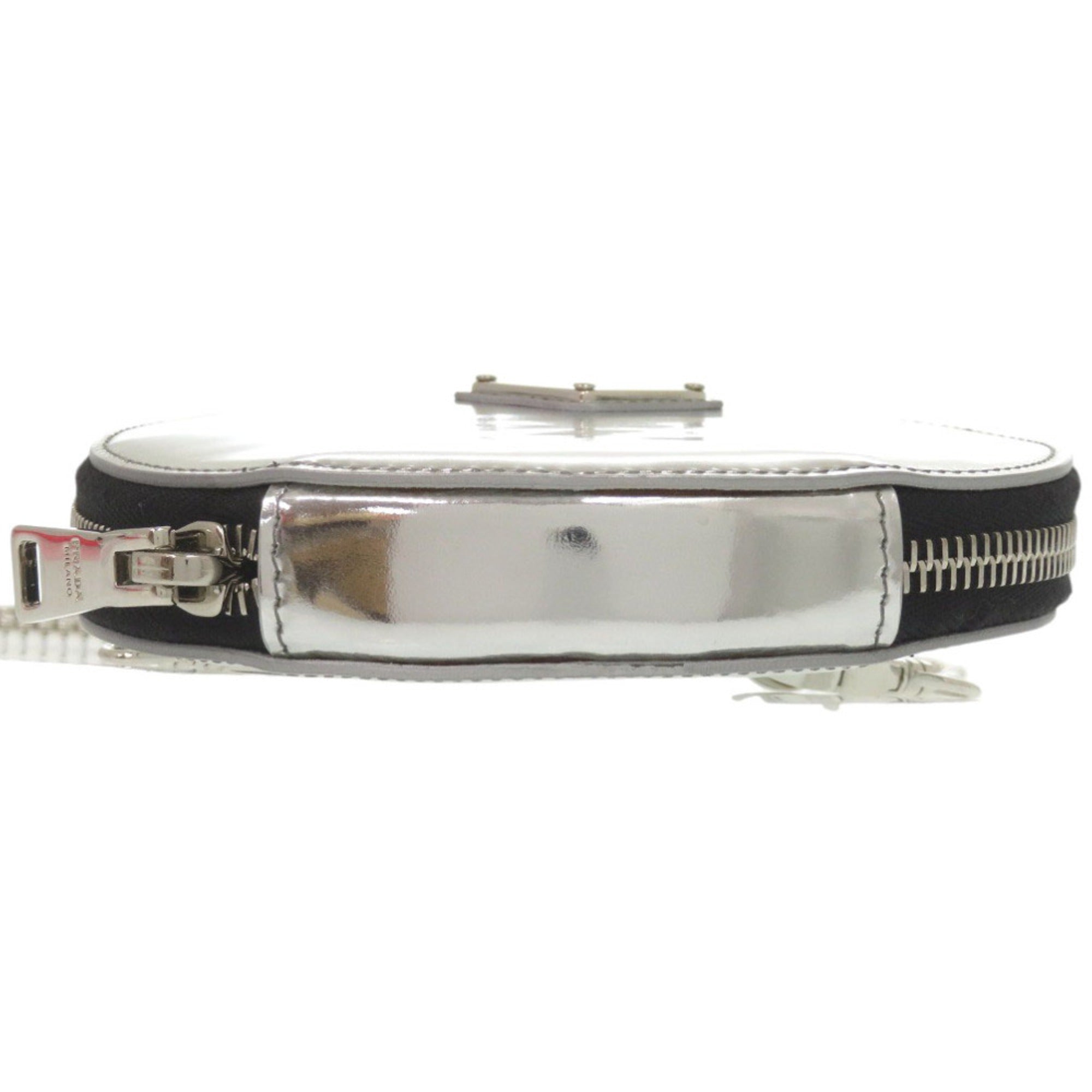 Prada Silver Leather Pouch Shoulder Bag