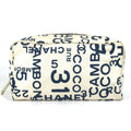 Chanel Navy White Canvas Clutch Bag