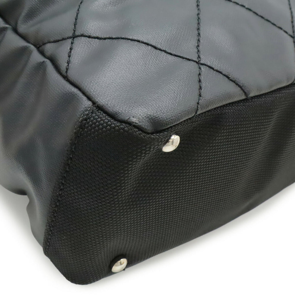 Chanel Black Coated Canvas Leather Shoulder Bag Tote Bag