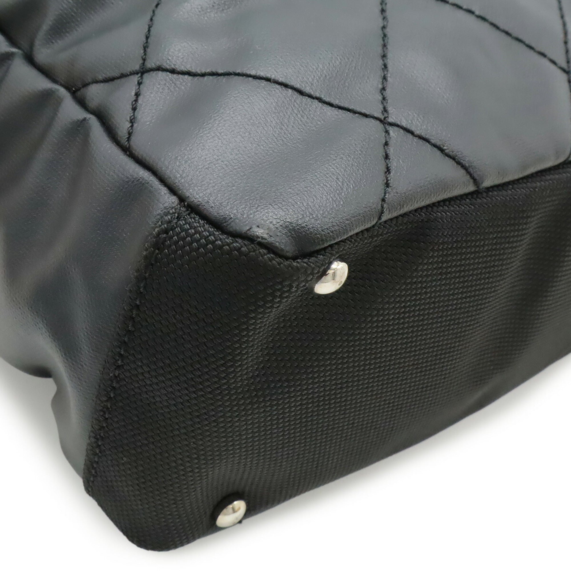 Chanel Black Coated Canvas Leather Shoulder Bag Tote Bag