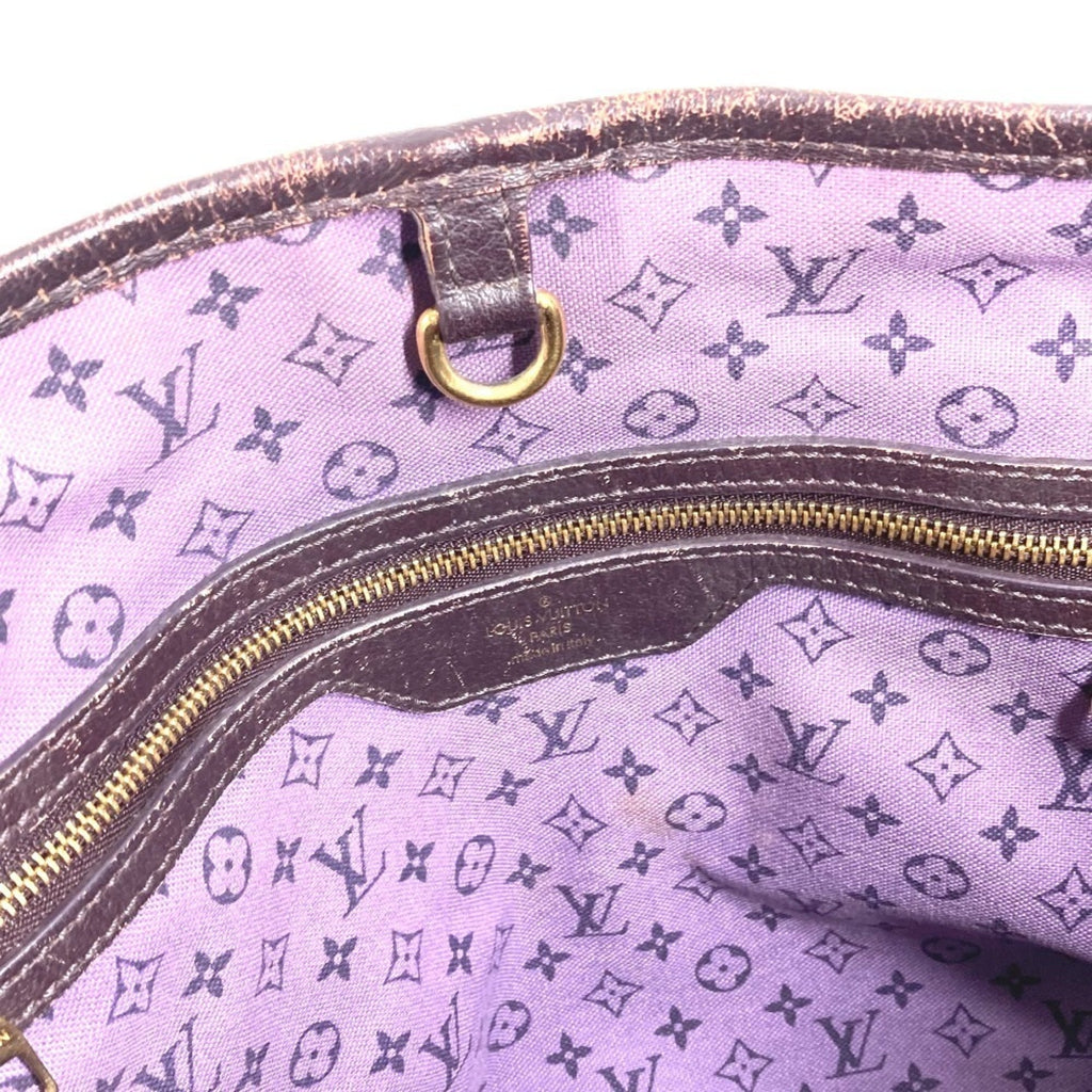 Louis Vuitton Green Leather Canvas Shoulder Bag Tote Bag