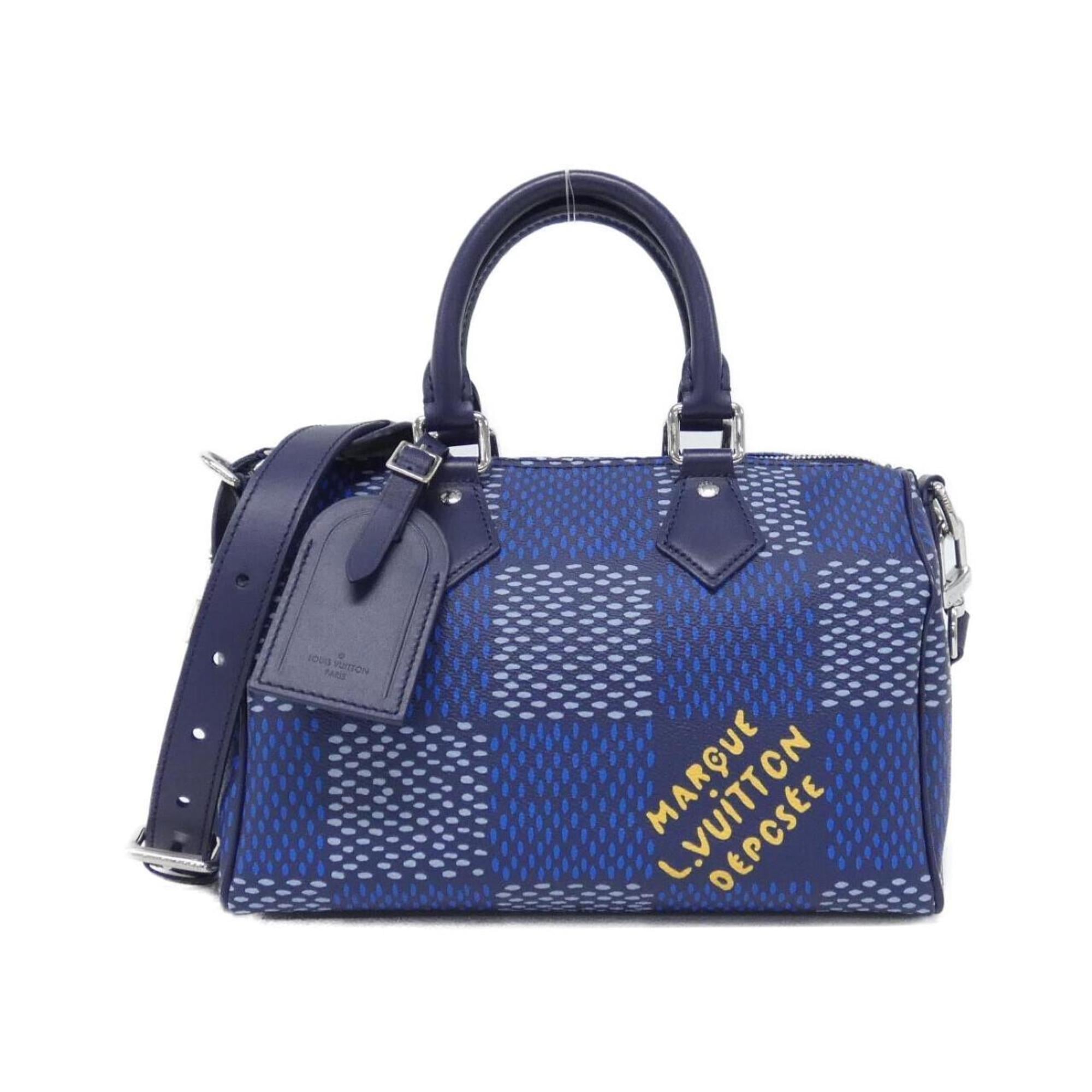 Louis Vuitton Blue Coated Canvas Boston Bag