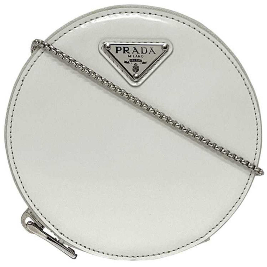 Prada White Leather Pochette Shoulder Bag
