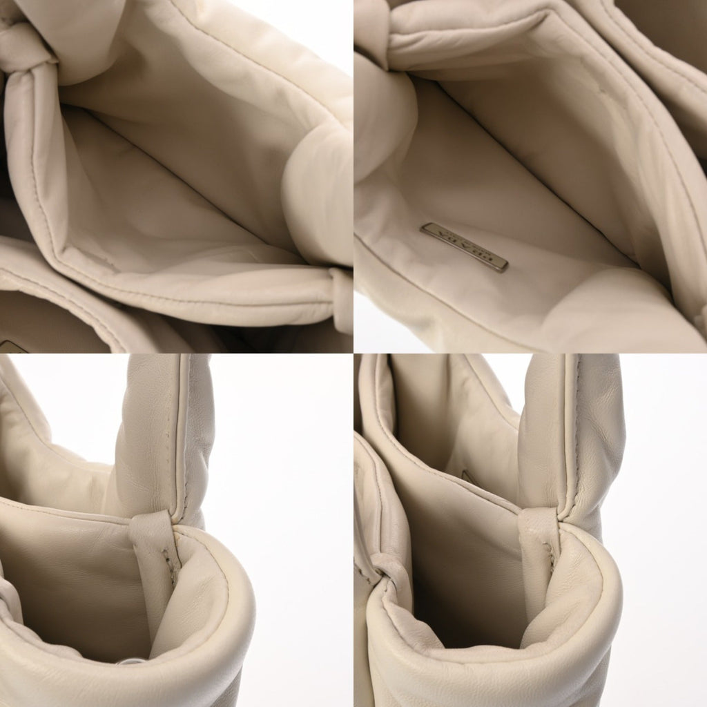 Prada White Leather Handbag Tote Bag