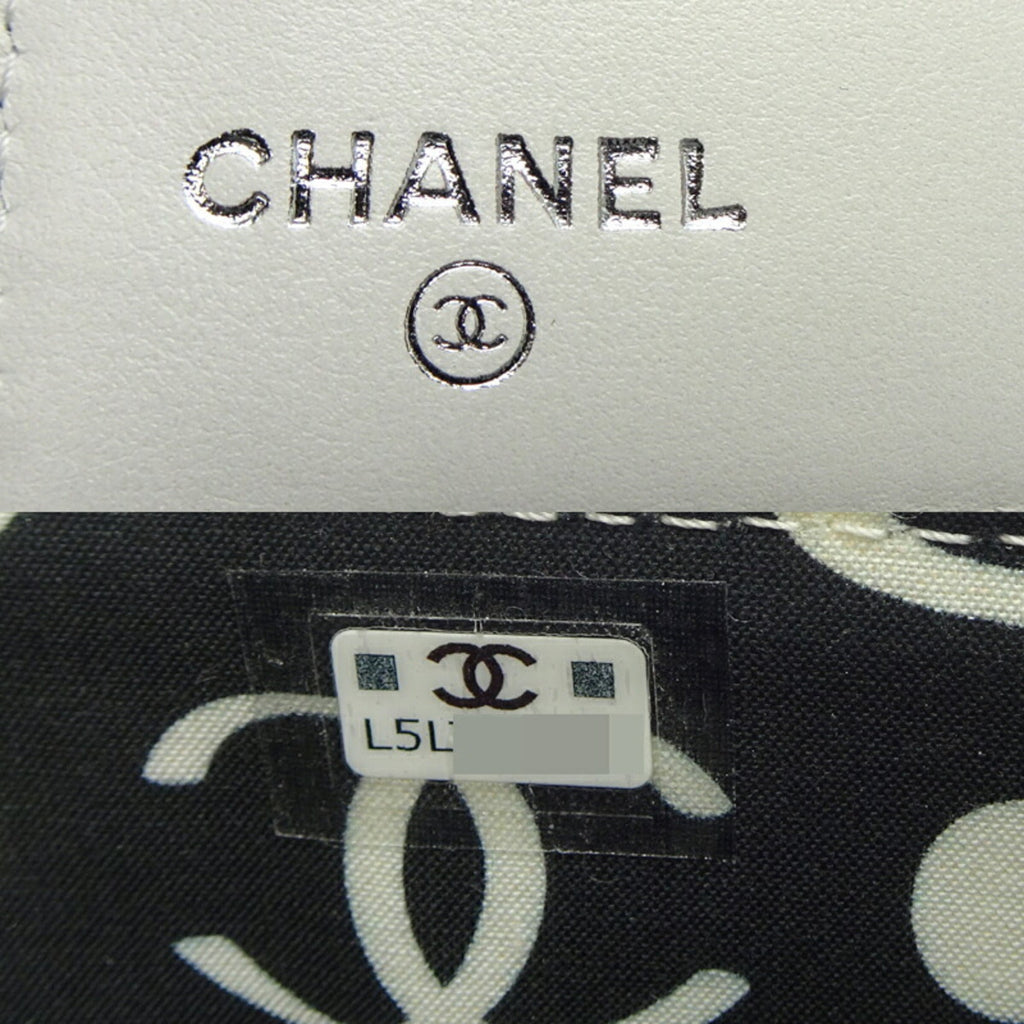 Chanel White Grained Calfskin Wallet (Tri-Fold)