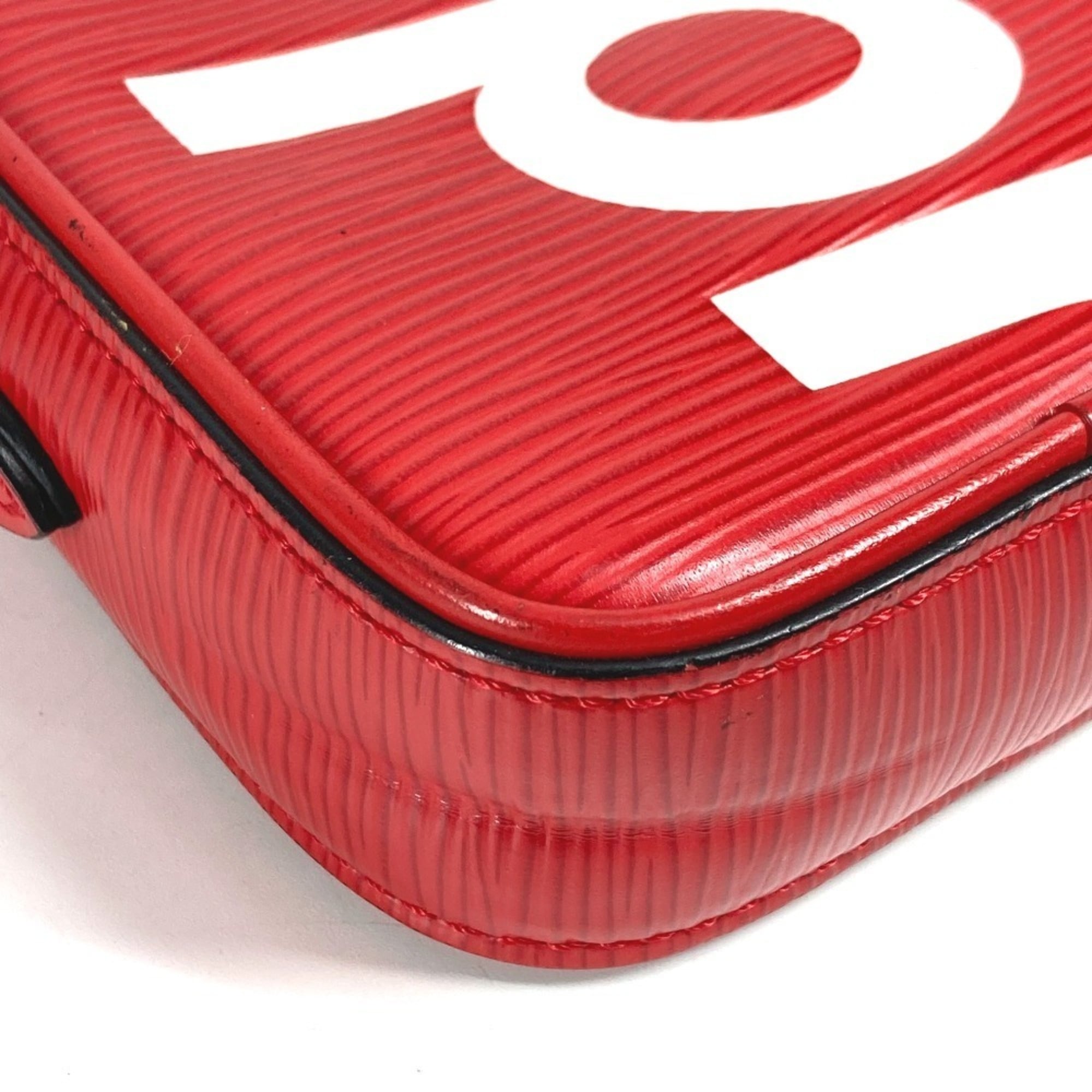 Louis Vuitton Red Color White Epi Leather Pochette Shoulder Bag