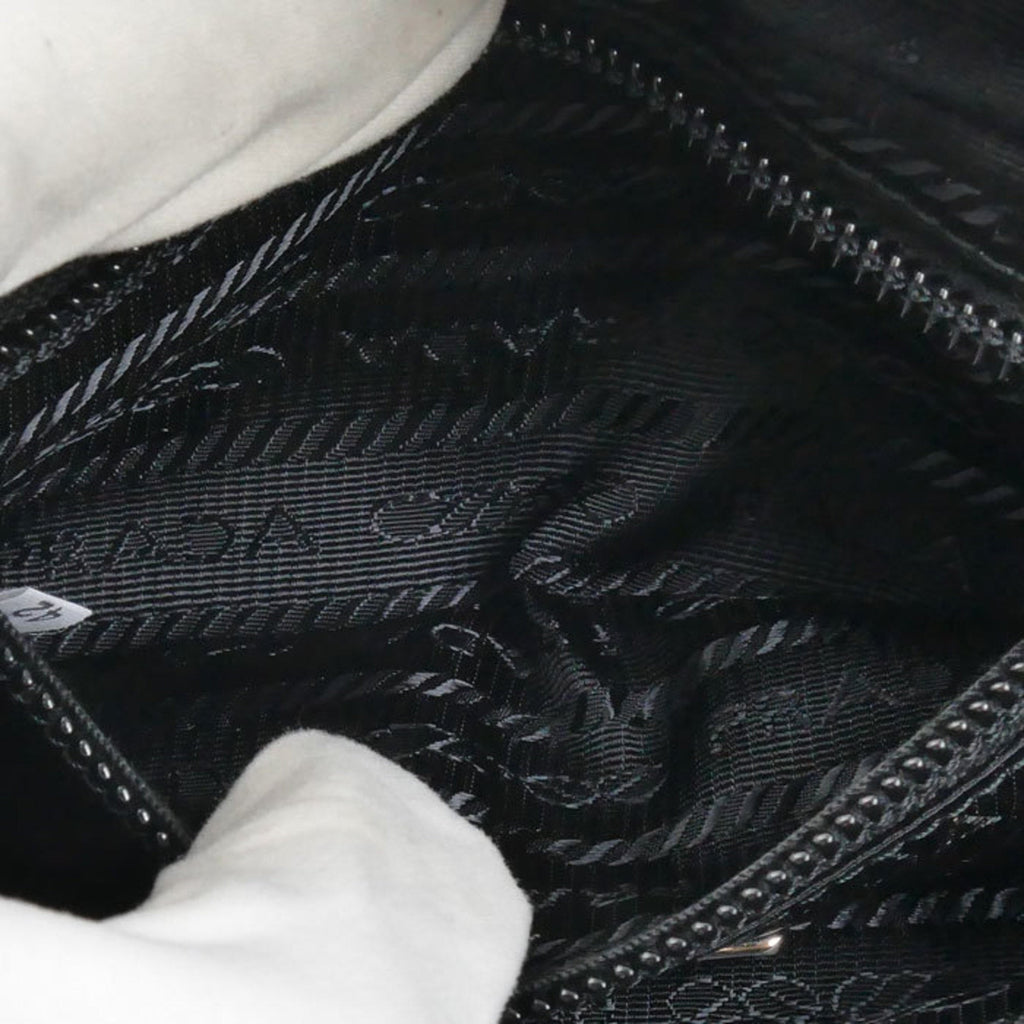 Prada Black Leather Nylon Pouch