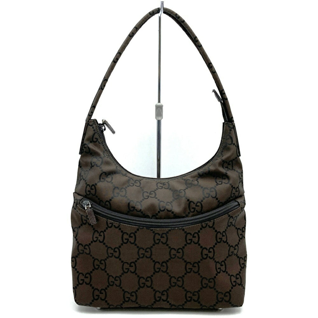 Gucci Brown Nylon Handbag Shoulder Bag (Pre-Owned)