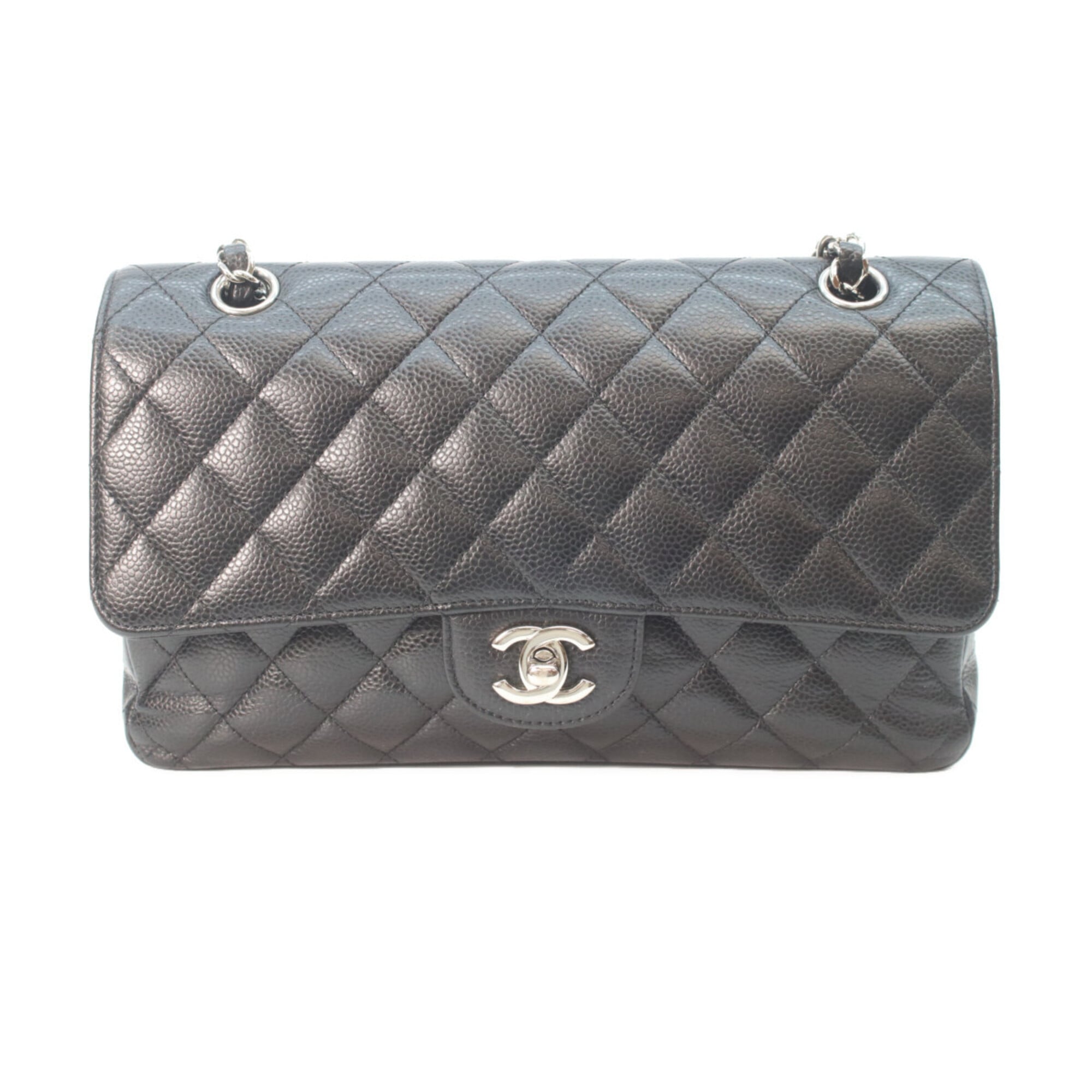Chanel Matelasse Black Grained Calfskin Shoulder Bag