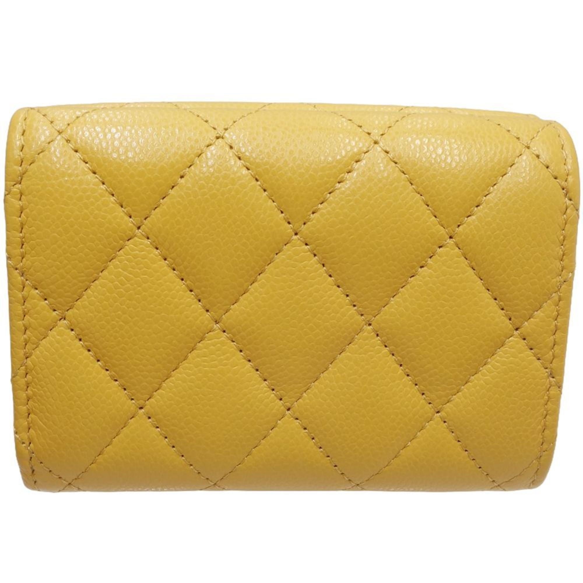 Chanel Yellow Grained Calfskin Wallet (Tri-Fold)