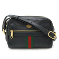 Gucci Black Green Red Color Leather Pochette Shoulder Bag (Pre-Owned)