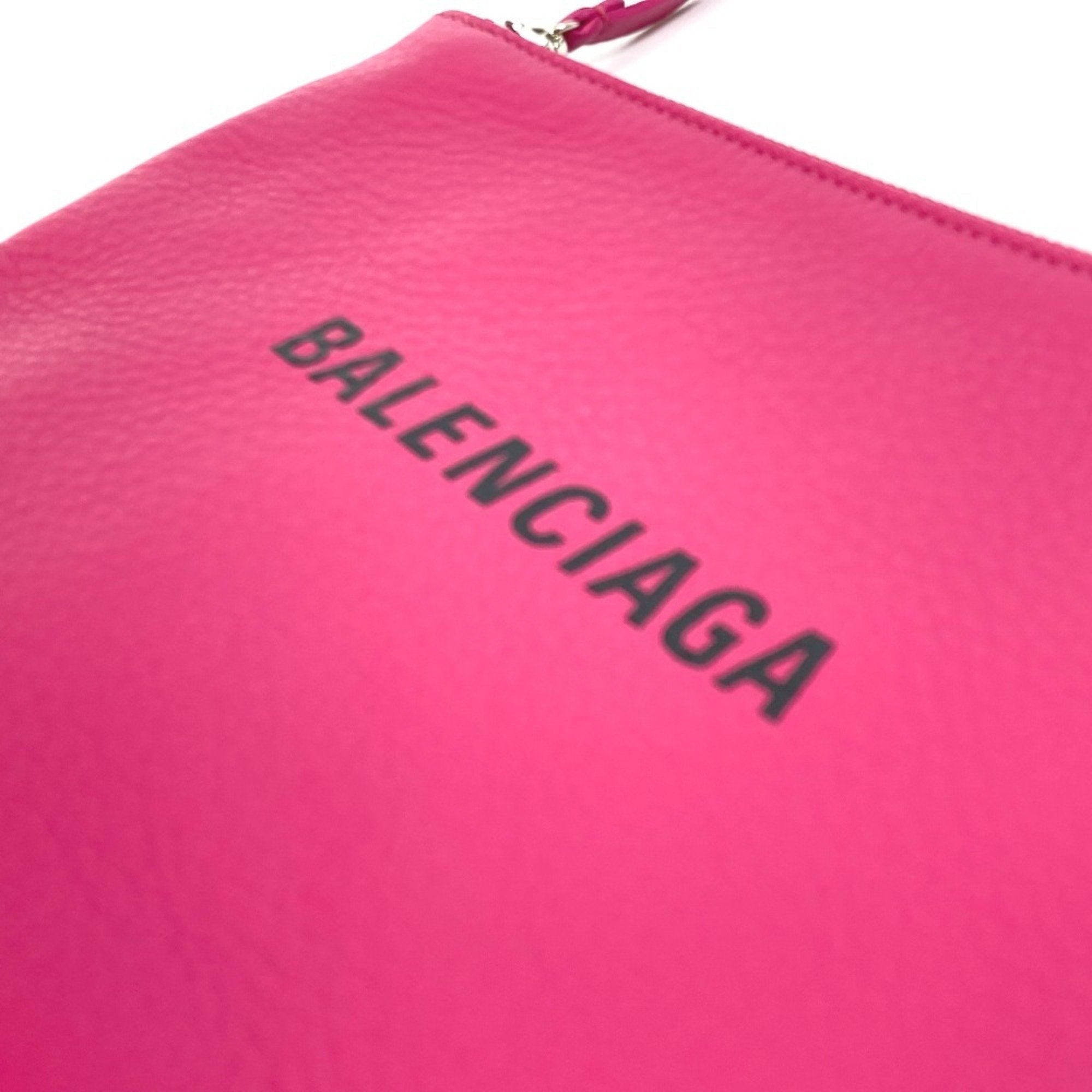 Balenciaga Black Pink Leather Clutch Bag Pouch