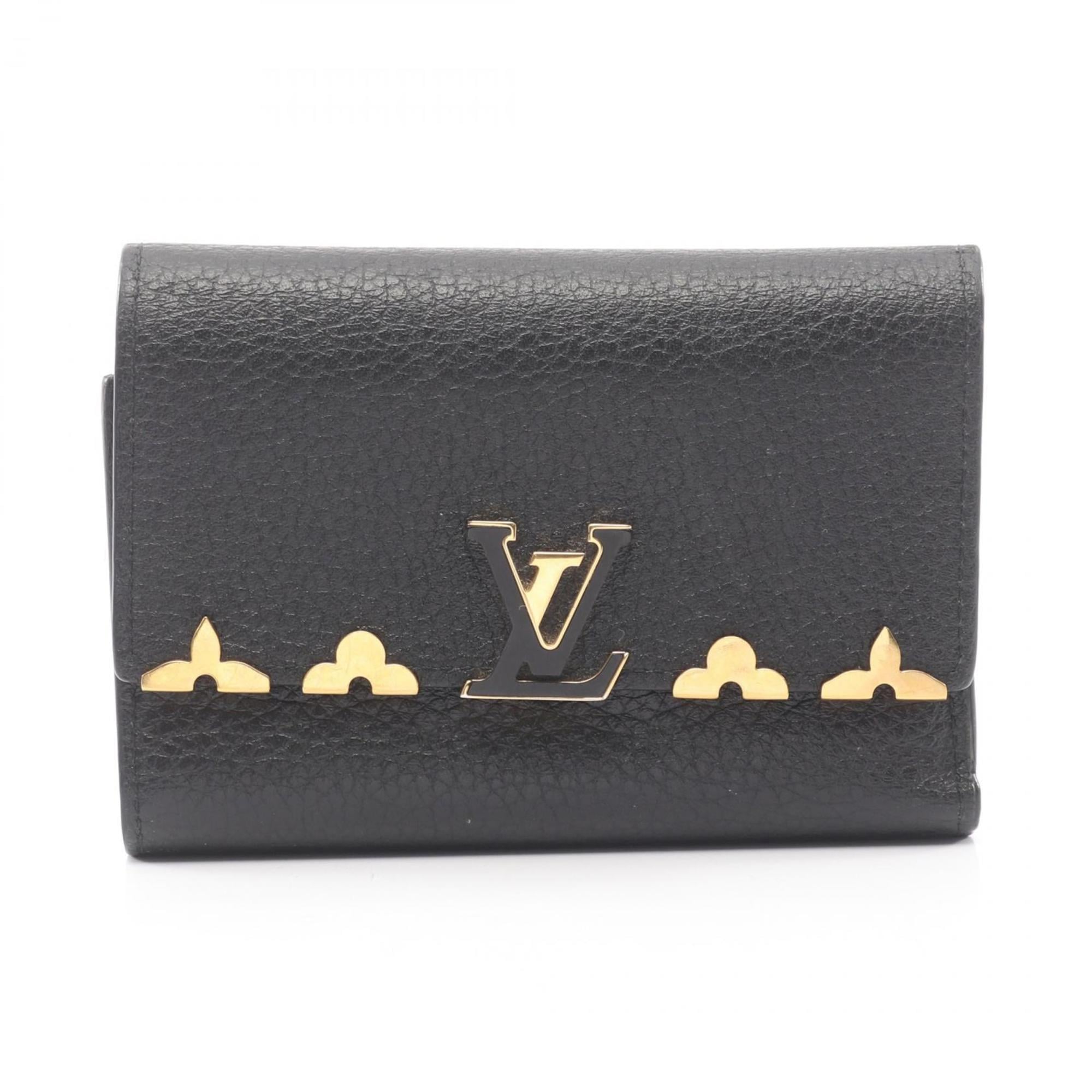Louis Vuitton Black Leather Wallet (Tri-Fold)