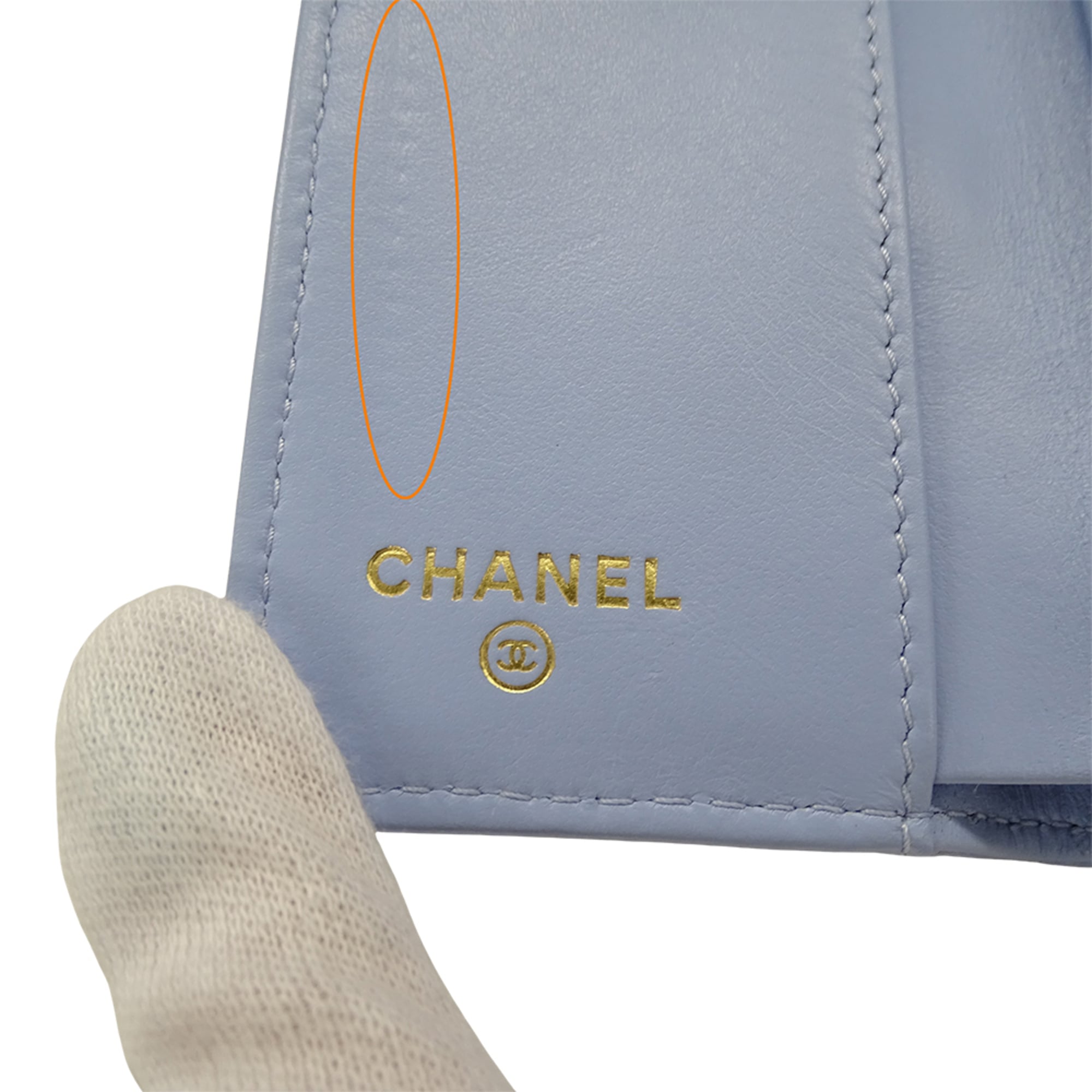 Chanel Light Blue Grained Calfskin Wallet (Tri-Fold)