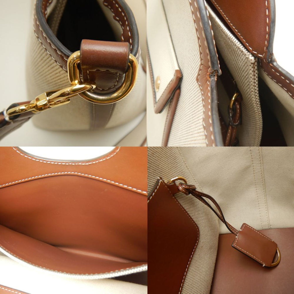 Burberry Gold Canvas Leather Tote Bag