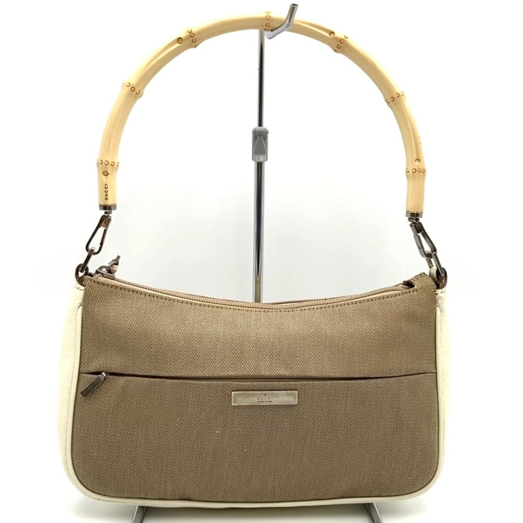 Gucci Beige Canvas Leather Handbag (Pre-Owned)