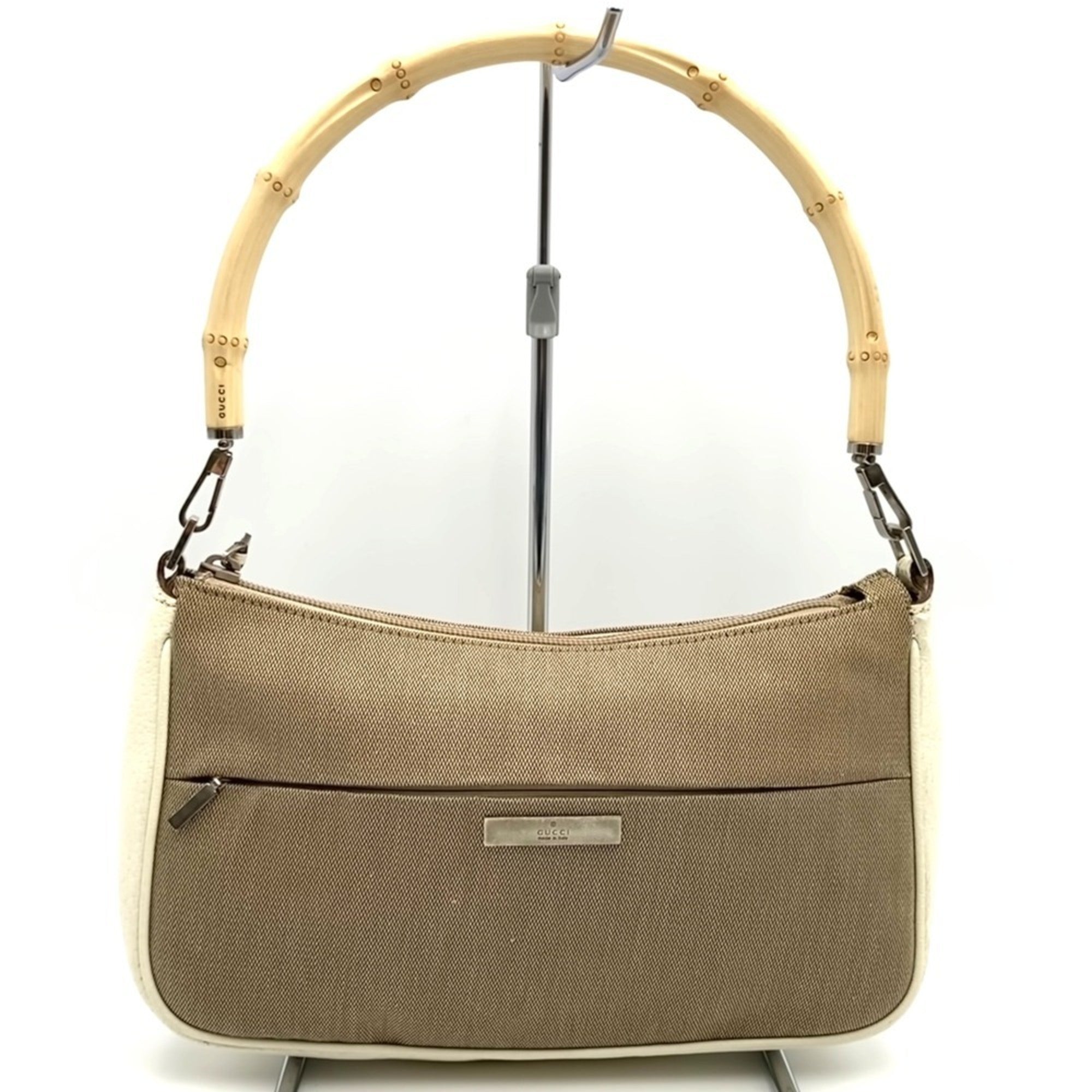 Gucci Beige Canvas Leather Handbag (Pre-Owned)
