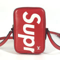 Louis Vuitton Red Color White Epi Leather Pochette Shoulder Bag