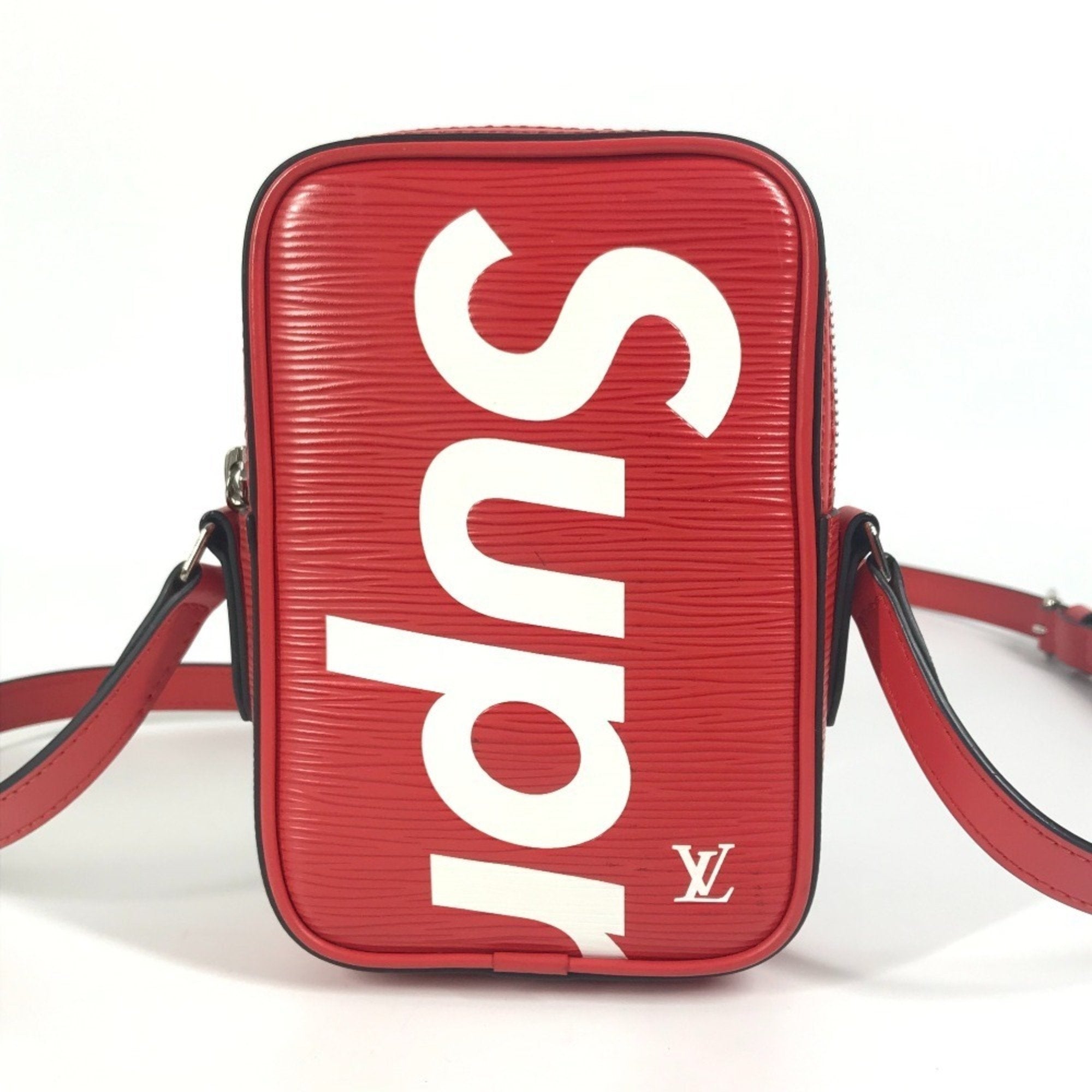 Louis Vuitton Red Color White Epi Leather Pochette Shoulder Bag