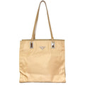 Prada Beige Leather Nylon Tote Bag