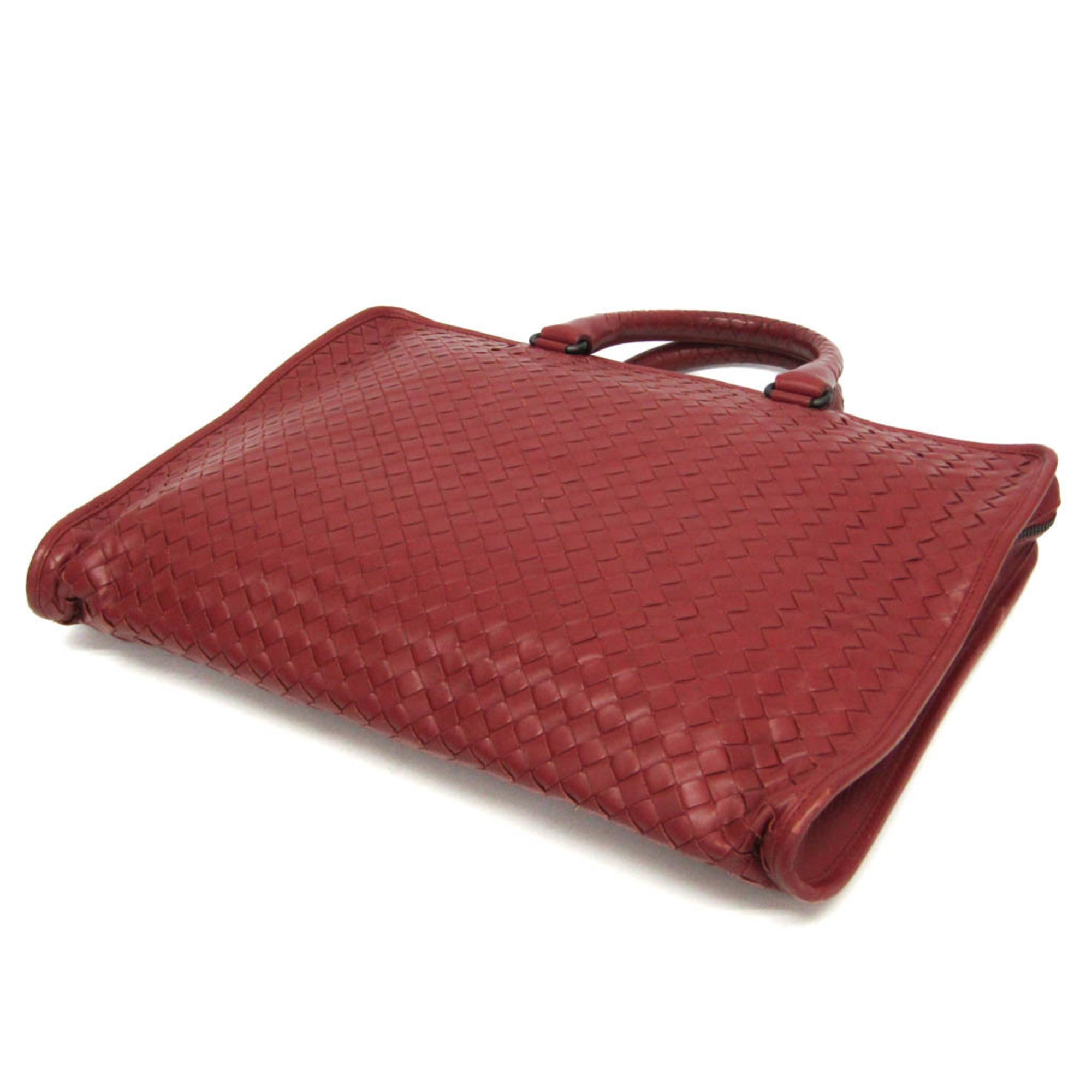 Bottega Veneta Soft Slim Briefcase Intrecciato Nappa Red Leather Briefcase Bag