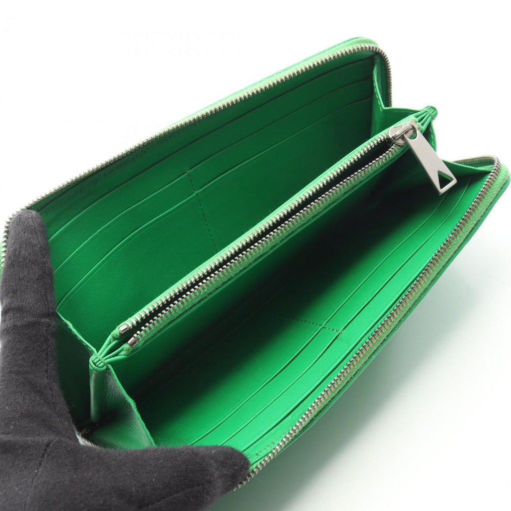 Bottega Veneta Intrecciato Green Leather Long Wallet