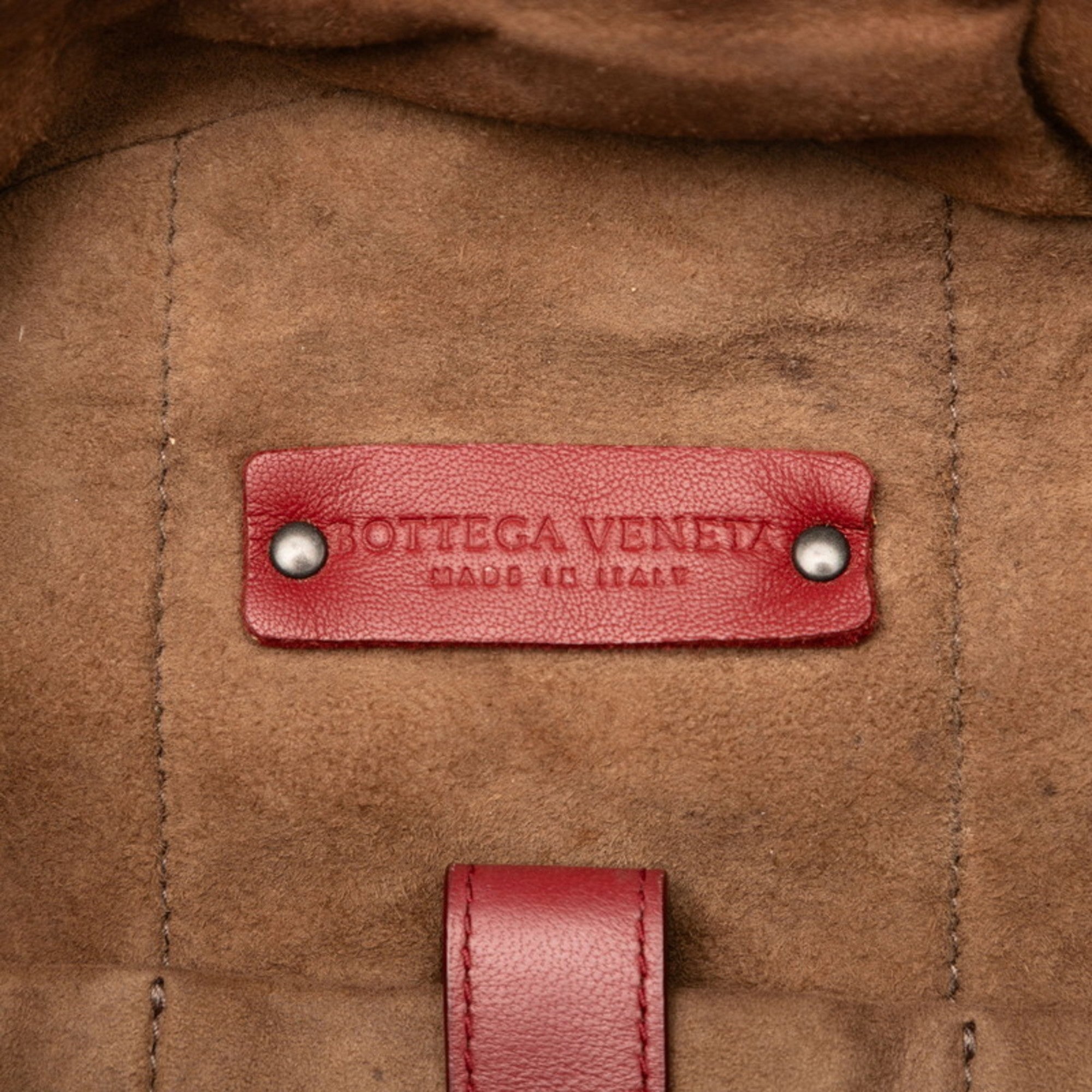 Bottega Veneta Red Color Wine Leather Backpack