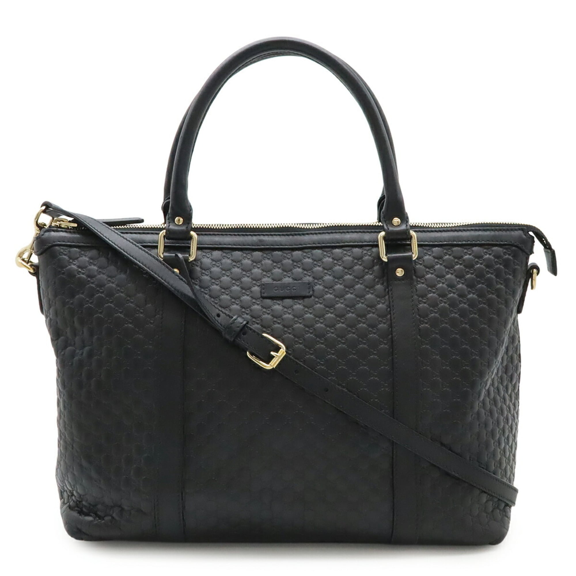 Gucci Black Micro Gg Leather Shoulder Bag Tote Bag (Pre-Owned)