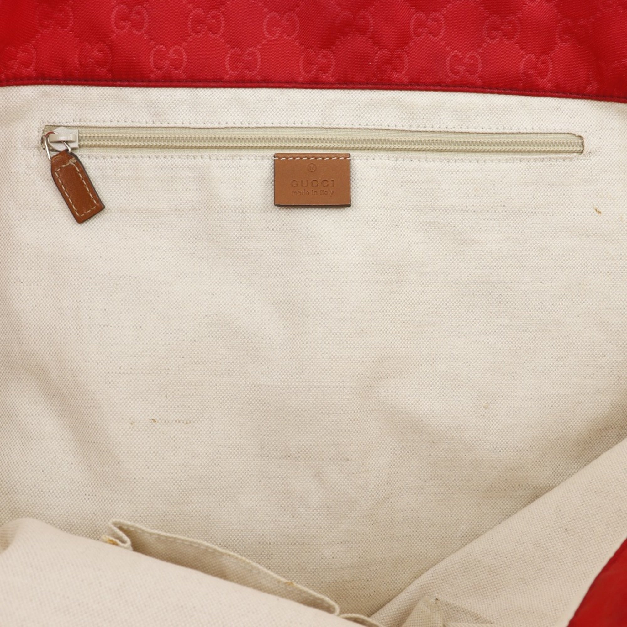 Gucci Red Color Nylon Boston Bag Handbag (Pre-Owned)