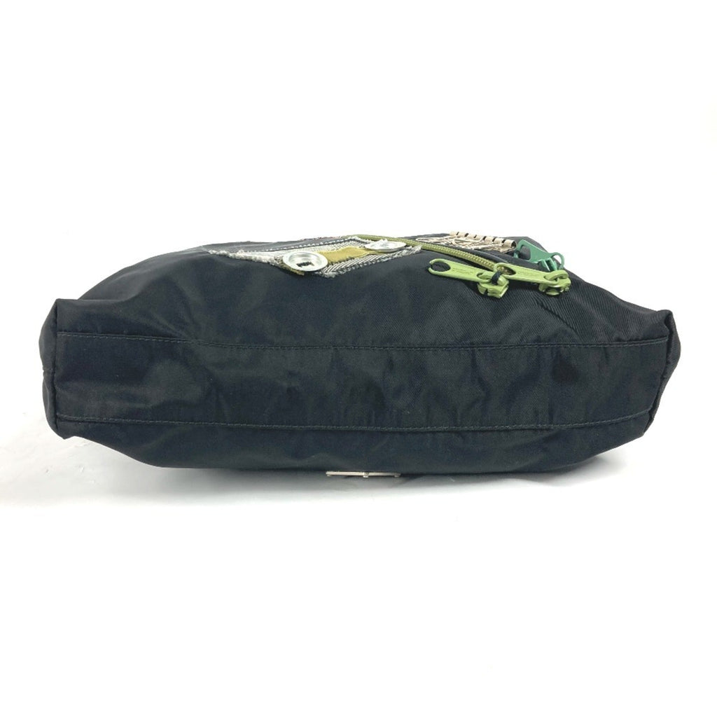 Prada Black Multi-Color Nylon Leather Handbag Shoulder Bag Tote Bag
