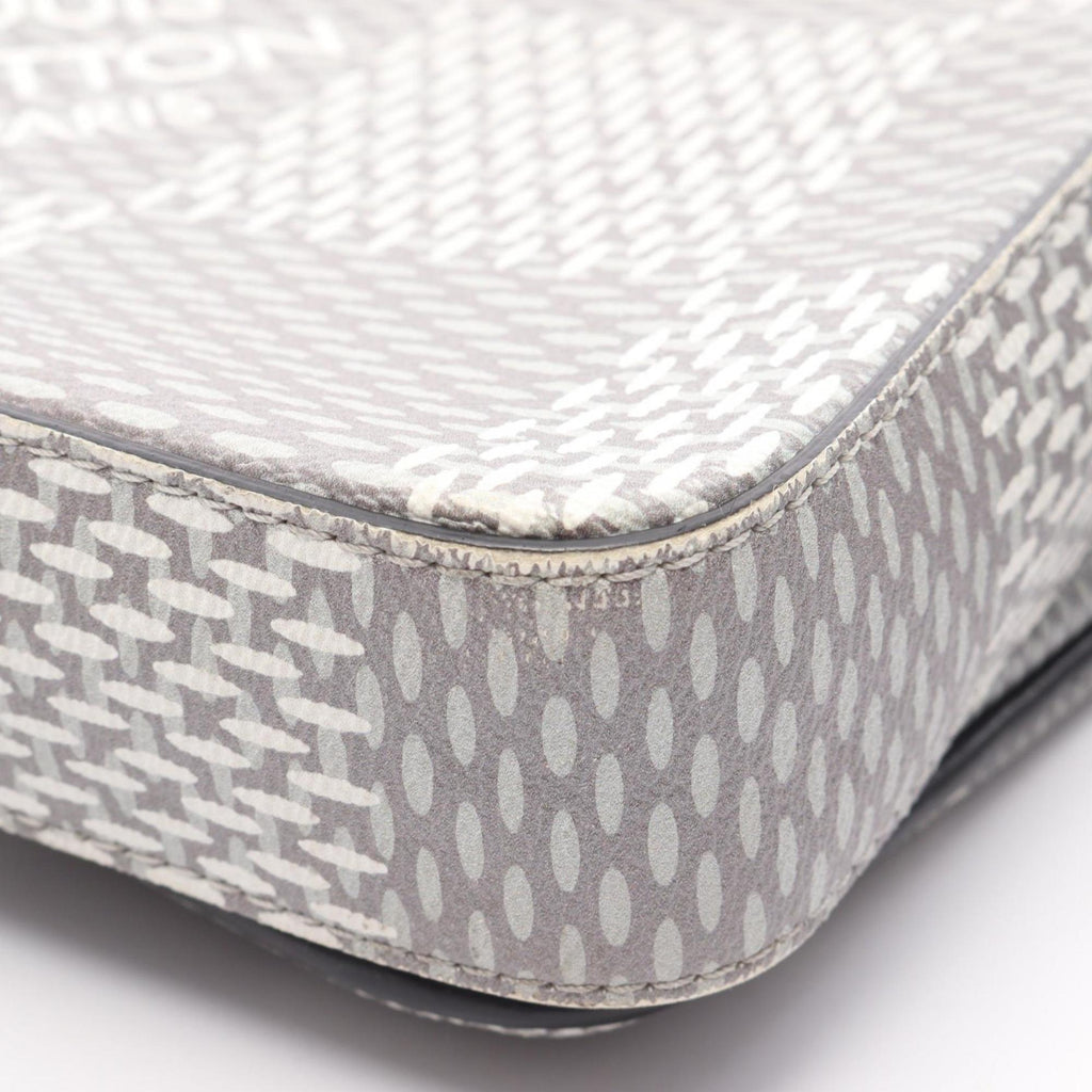 Louis Vuitton Gray White Coated Canvas Leather Shoulder Bag