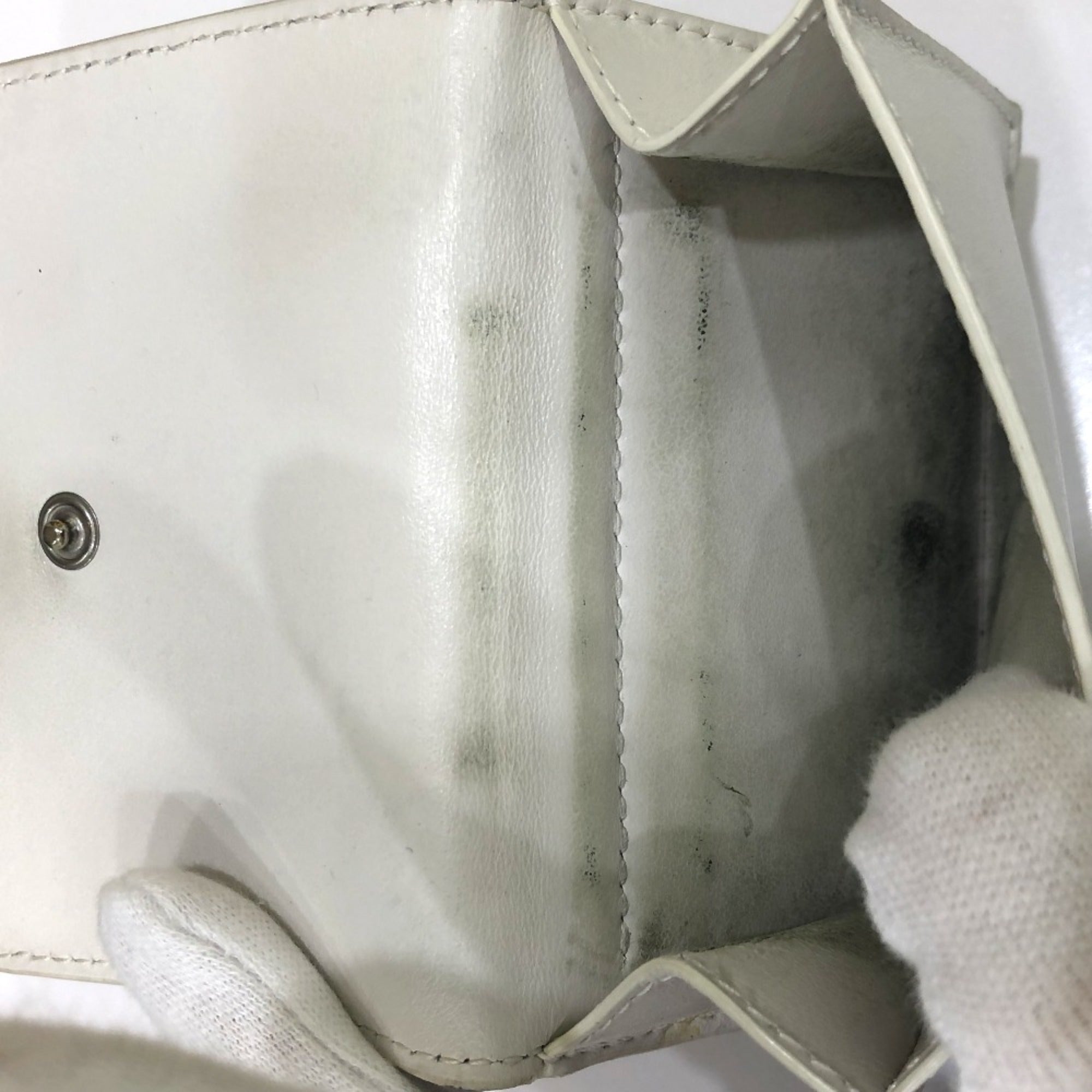 Bottega Veneta White Leather Wallet (Tri-Fold)