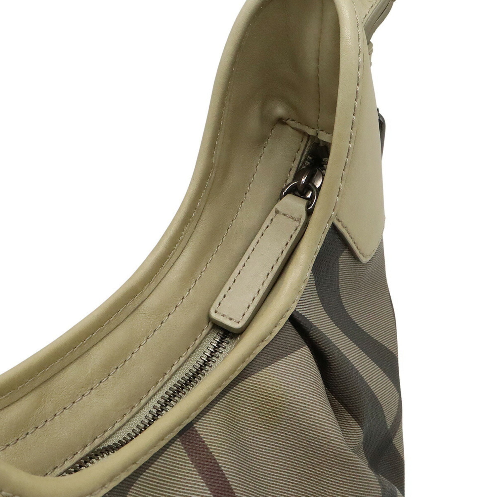 Burberry Brown Grayish Pvc Leather Shoulder Bag
