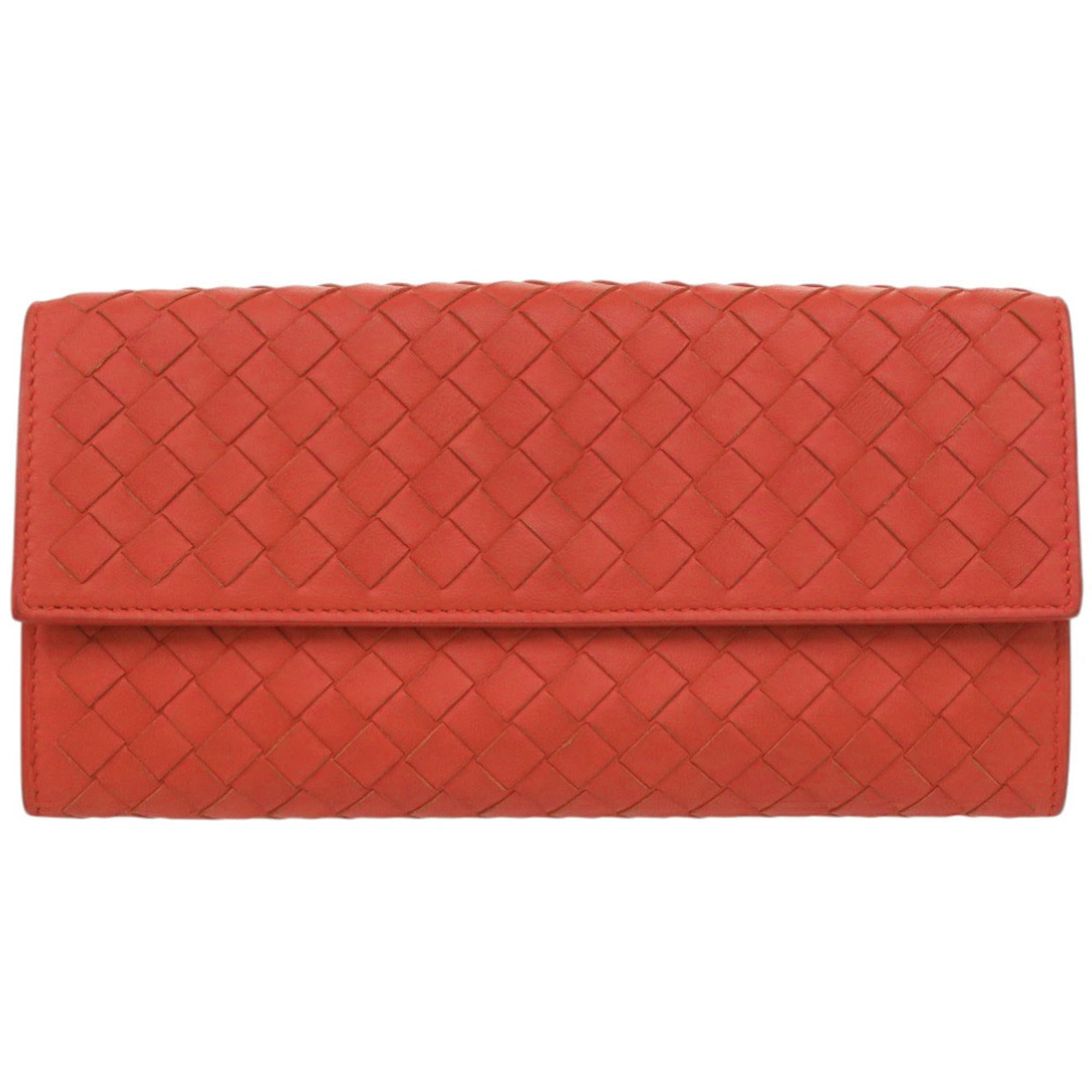 Bottega Veneta Red Color Intrecciato Long Wallet