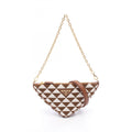 Prada Brown White Canvas Leather Shoulder Bag
