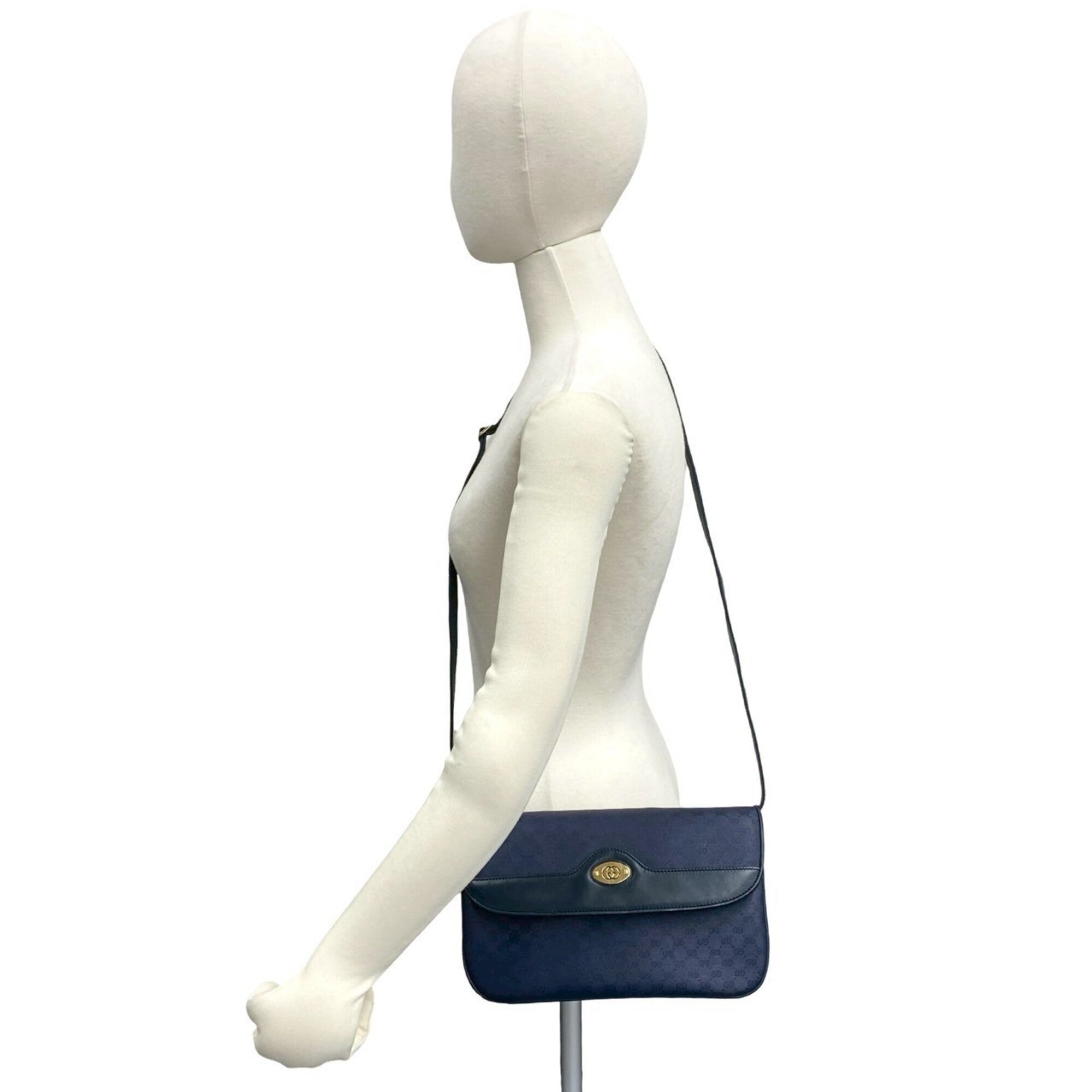 Gucci Navy Leather Pvc Pochette Shoulder Bag (Pre-Owned)