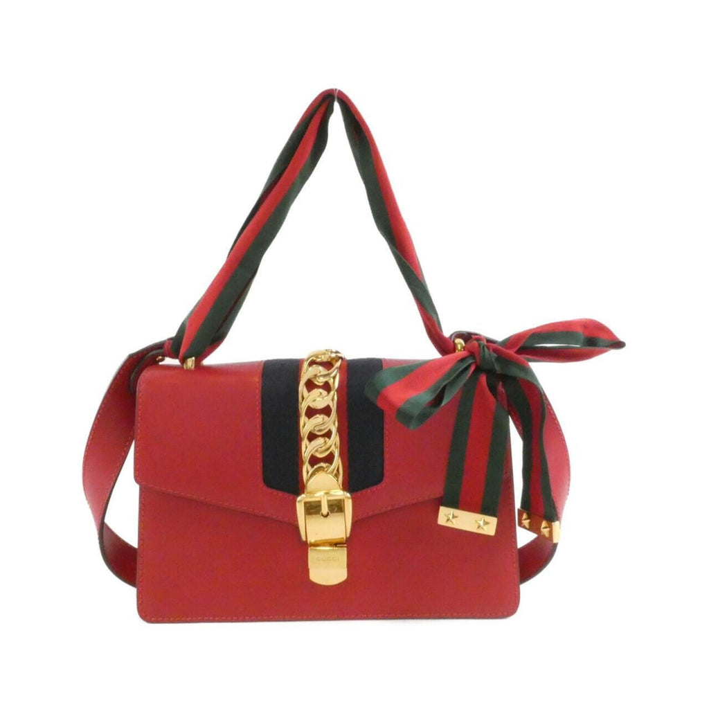 Gucci Red Color Leather Shoulder Bag (Pre-Owned)