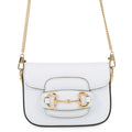 Gucci Horsebit White Leather Handbag Shoulder Bag (Pre-Owned)