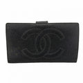 Chanel Black Grained Calfskin Long Wallet (Bi-Fold)