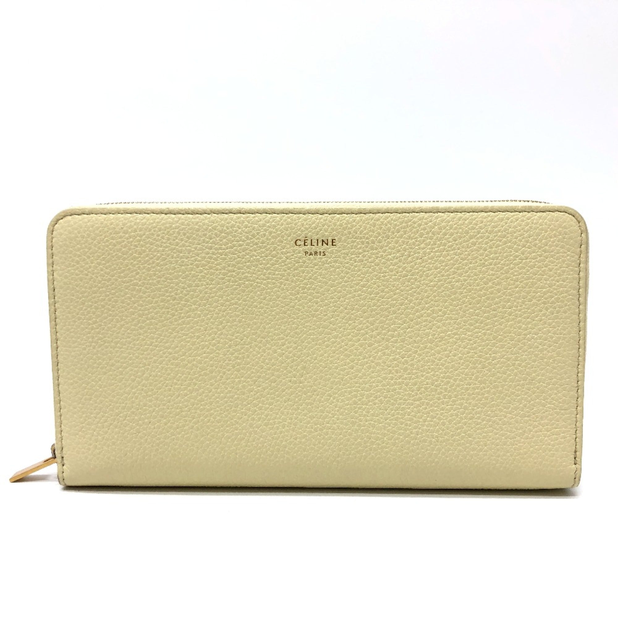 Celine Beige Leather Long Wallet (Bi-Fold)