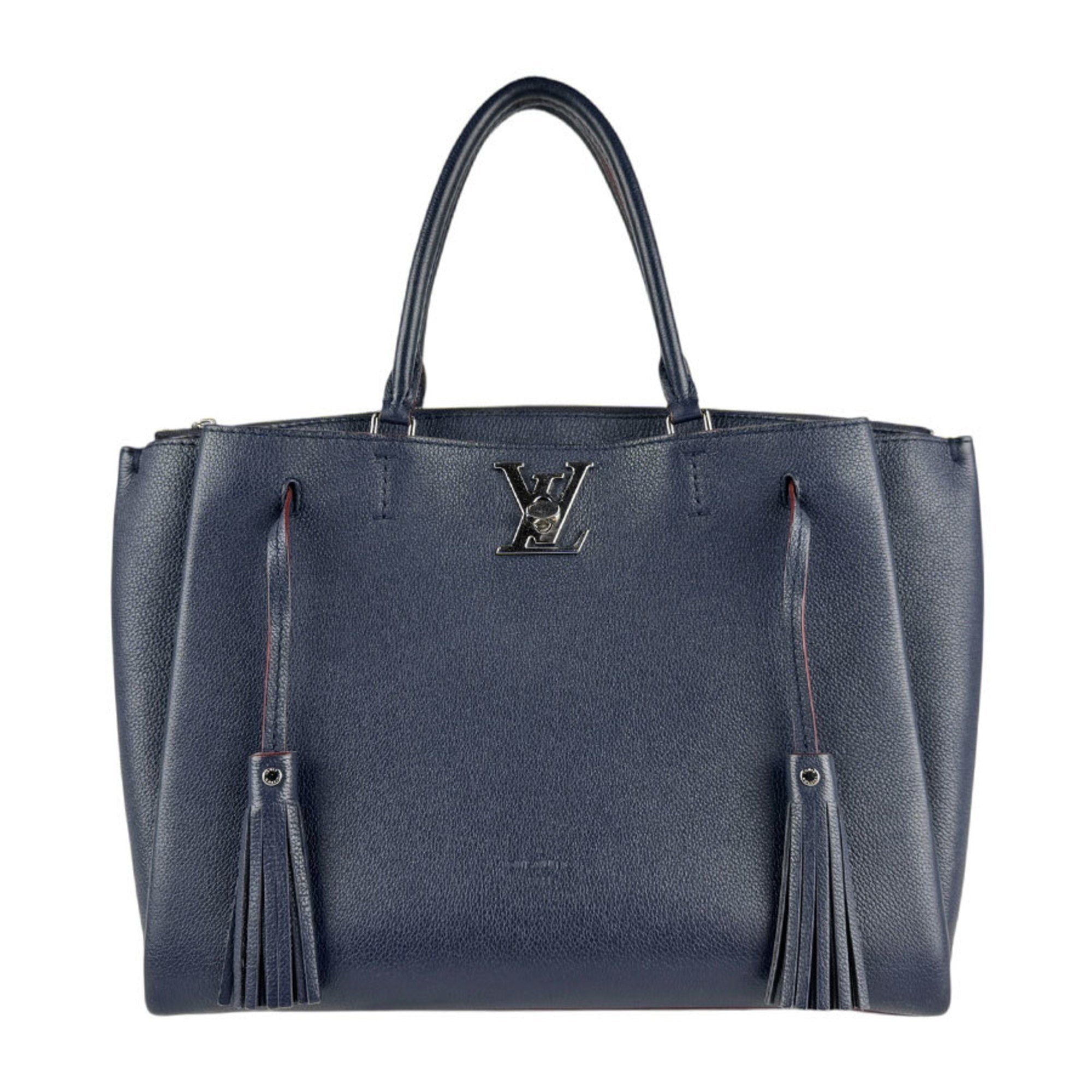 Louis Vuitton Navy Leather Handbag Shoulder Bag